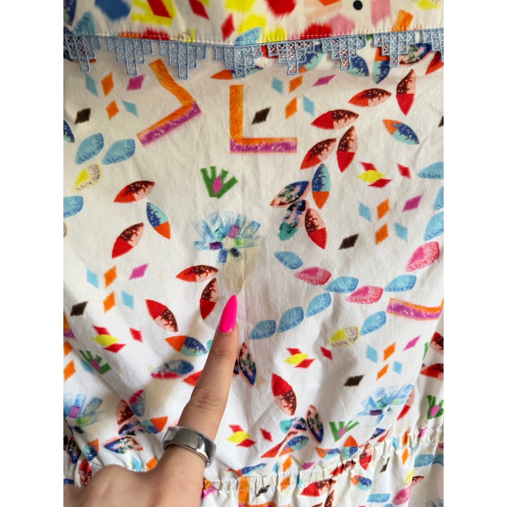 $1200 Peter Pilotto Off-The-Shoulder Dress 8 White Multi Abstract Ruffle Mini - Picture 4 of 8